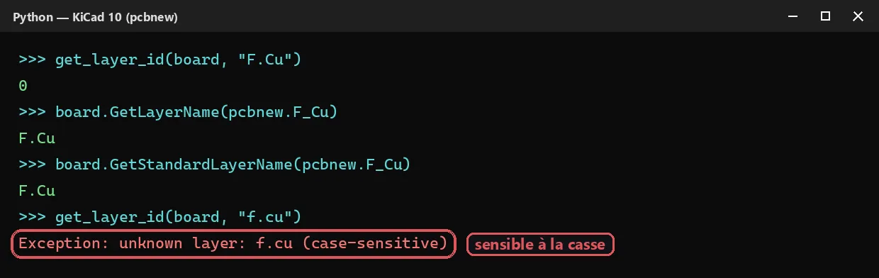 Résolution du nom de couche F.Cu en identifiant avec pcbnew, et exception levée pour f.cu (sensible à la casse)